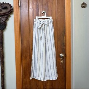 Indigo Rein linen-blend Striped Navy and White Junior’s wide bottom pants (XS)